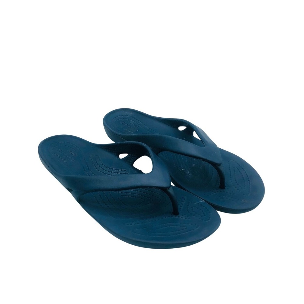 Crocs Classic Flip Flops Iconic Comfort Sandals‎ Women's 9 Navy Blue Nice!